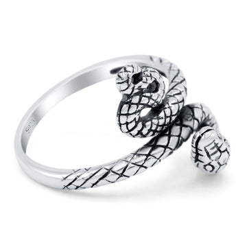 Snake Oxidized Band Solid 925 Sterling Silver Thumb Ring (17mm)